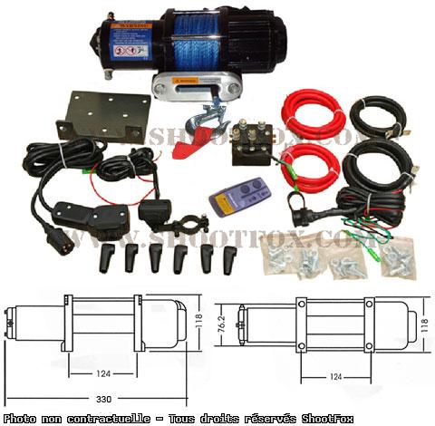 TREUIL ELECTRIQUE 12V - 2045 kg - corde Plasma + Télécommande