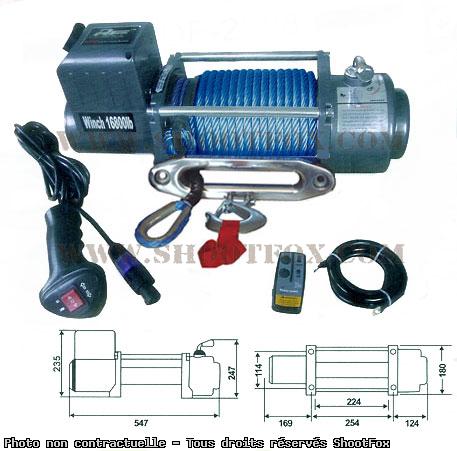 TREUIL ELECTRIQUE 12V - 7620 kg - Plasma + Télécommande